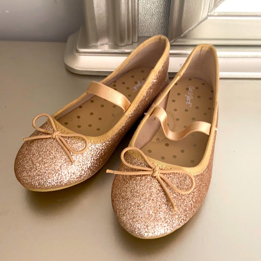 Glitter gold dress shoes